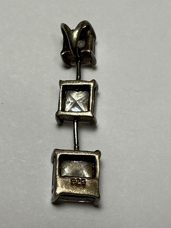 Sterling Silver Cascading Pendant with clear stones. 1 inch long - Picture 4 of 4